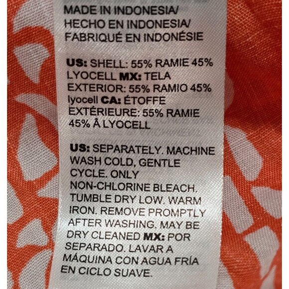 Chicos Womens Orange Paisley Button‎ Up Blouse Long Sleeve Split Neck Size 14 - Picture 9 of 11